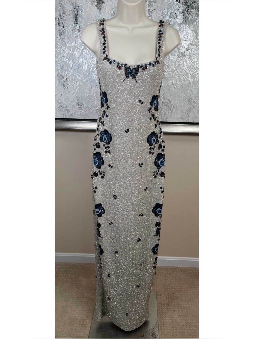 Clio Peppiatt Orchid Crystal Bead Embellished Floral Maxi Gown Size Small — image 6 of 8